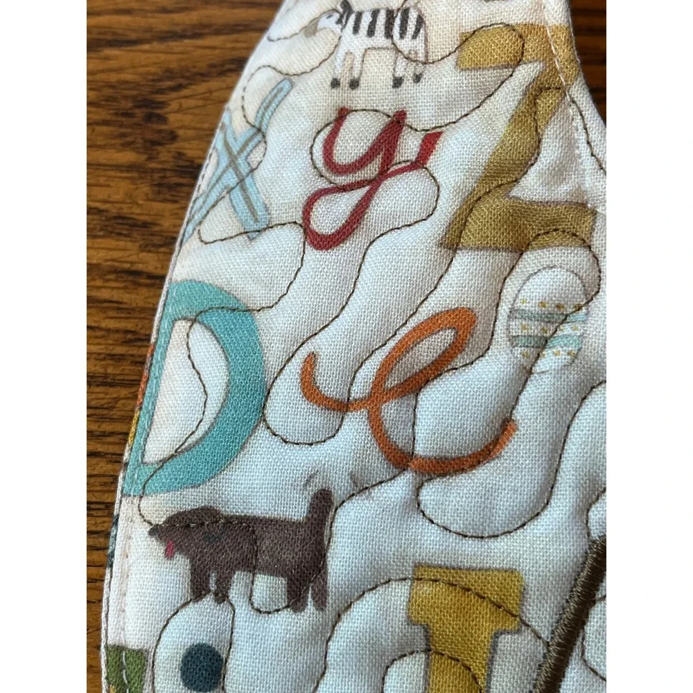 Handmade Quilted Alphabet Animal Baby Bib Personalized Luke Snap Closure Boys‎